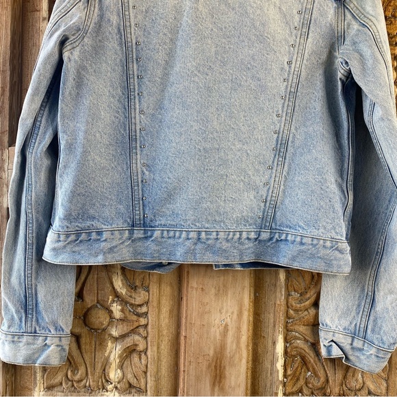 Rebecca Minkoff Denim Studded Detail Sherpa Collar Jean Jacket Size M - Picture 6 of 10